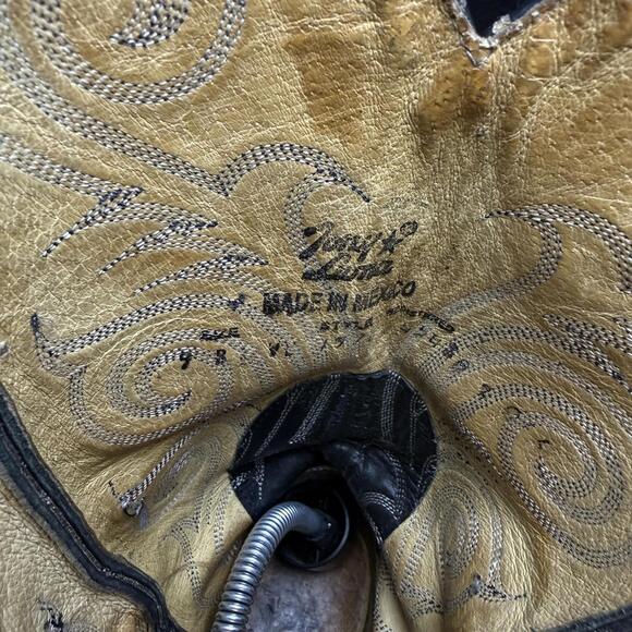 Tony‎ Lama Cowboy Western Riding Boots Mens Size 9B Black Leather Pointed Toe - Picture 6 of 7